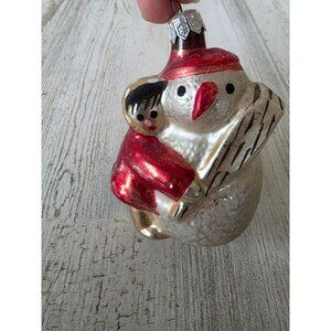 Vintage Poland AS IS mercury‎ glass snowman ornament boy Xmas tree red